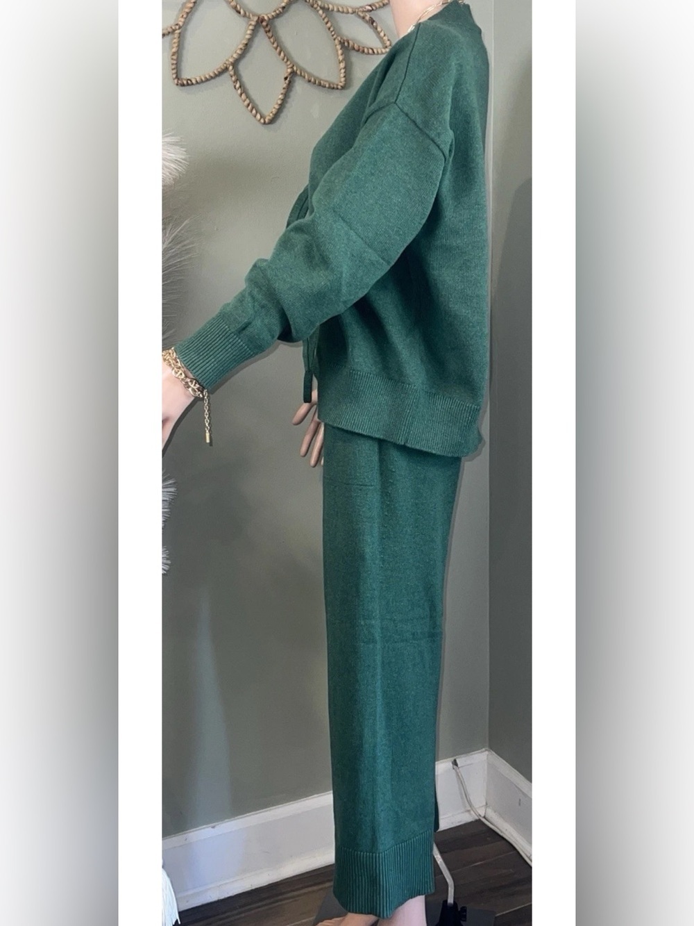 Free People Free-est Solar Sweater Set Cardigan/Pants Green XS - Picture 4 of 15